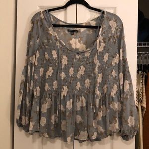 AE blue flowy babydoll long sleeve